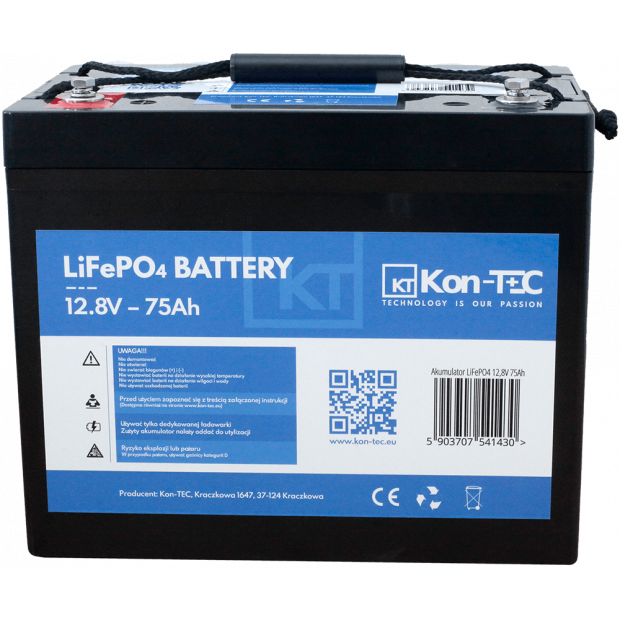 Akumulator do wózków widłowych LiFePO4 12V (12,8V) 75Ah Kon-TEC