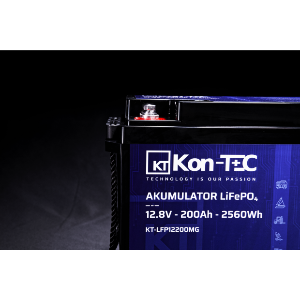 Battery LiFePO4 12V (12,8V) 200Ah Kon-TEC heating pads wireless communication 12000 cycles