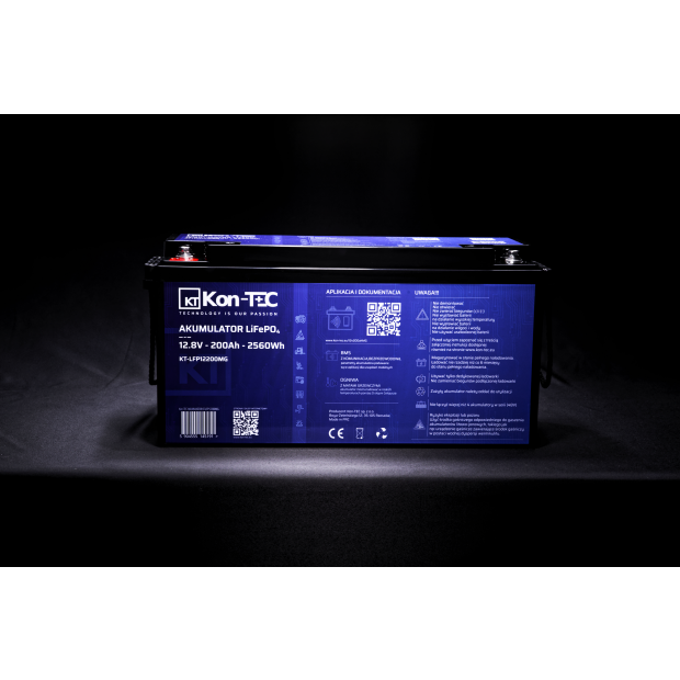 Battery LiFePO4 12V (12,8V) 200Ah Kon-TEC heating pads wireless communication 12000 cycles