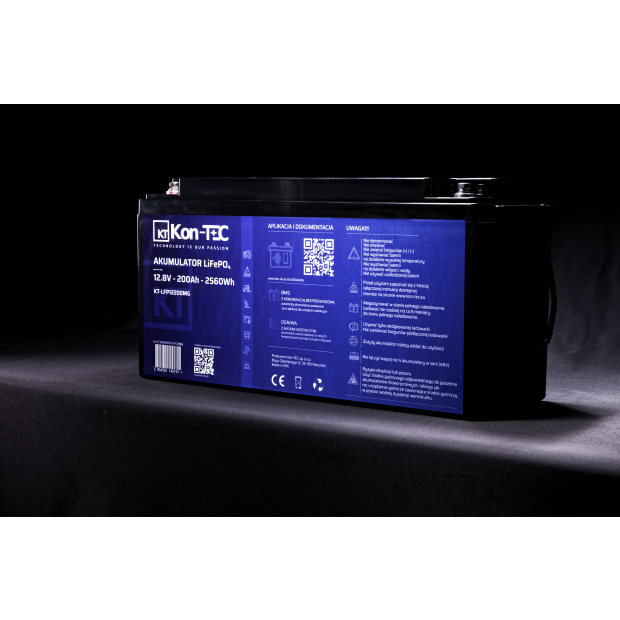 Battery LiFePO4 12V (12,8V) 200Ah Kon-TEC heating pads wireless communication 12000 cycles