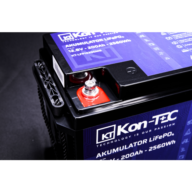 Battery LiFePO4 12V (12,8V) 200Ah Kon-TEC heating pads wireless communication 12000 cycles
