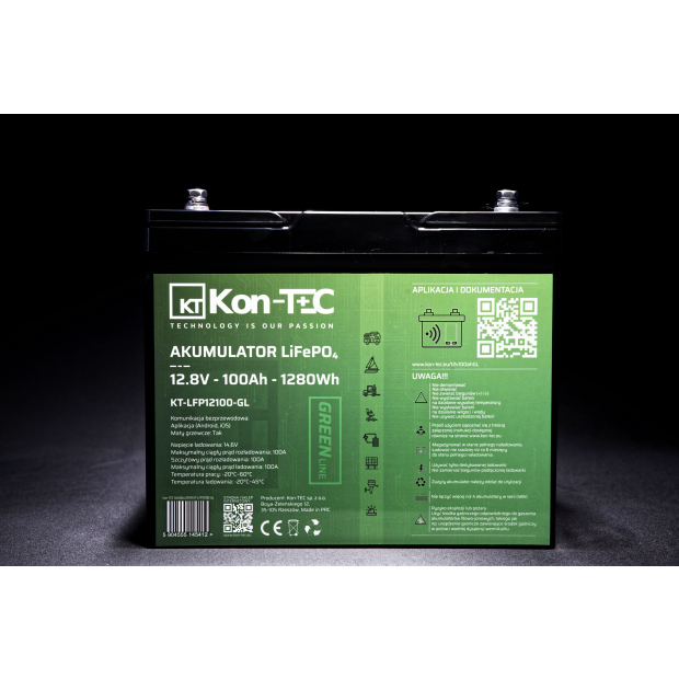 Akumulator LiFePO4 12V (12,8V) 100Ah Kon-TEC GREEN LINE