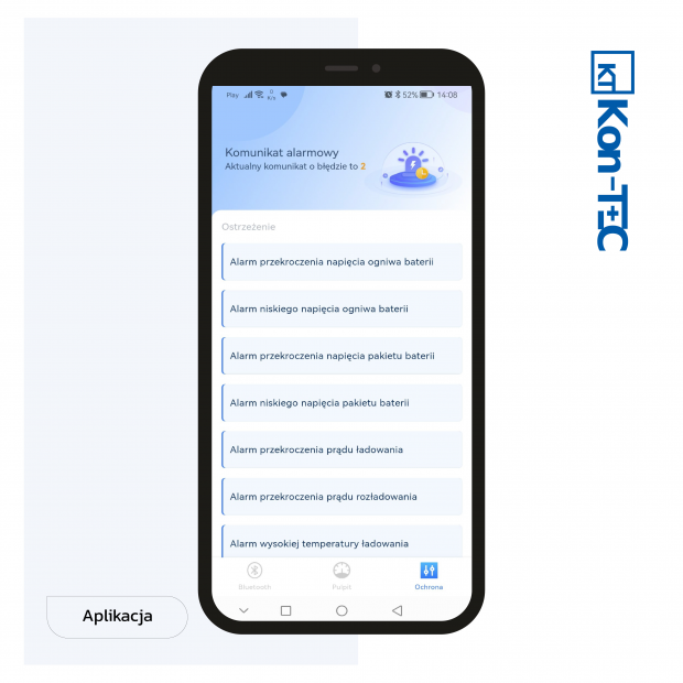 Aplikacja do Akumulatora LiFePO4 12V (12,8V) 100Ah Kon-TEC GREEN LINE