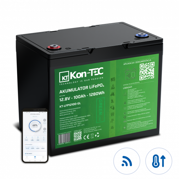 Akumulator LiFePO4 12V (12,8V) 100Ah Kon-TEC GREEN LINE