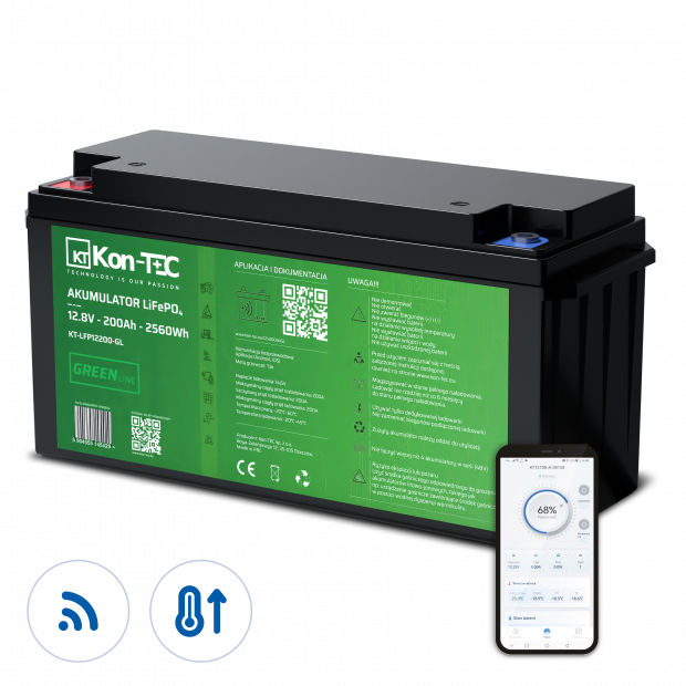 Akumulator LiFePO4 12V (12,8V) 200Ah Kon-TEC GREEN LINE