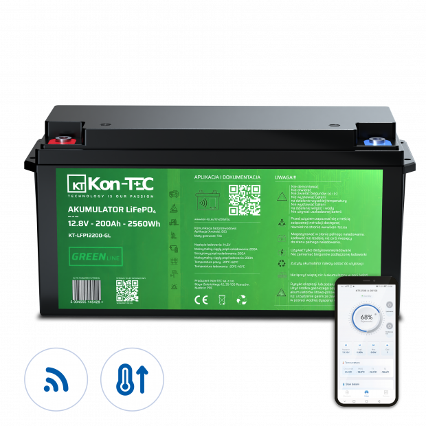 Akumulator LiFePO4 12V (12,8V) 200Ah Kon-TEC GREEN LINE