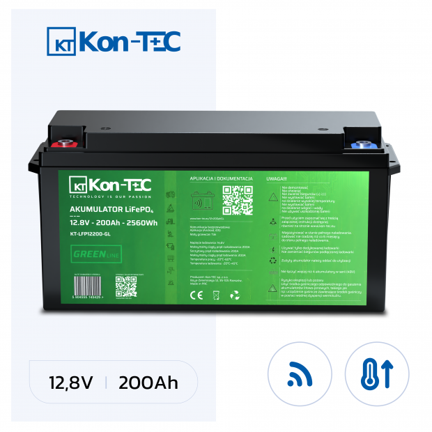 Akumulator LiFePO4 12V (12,8V) 200Ah Kon-TEC GREEN LINE