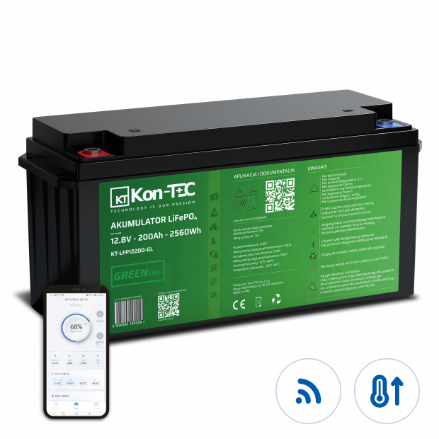 Akumulator LiFePO4 12V (12,8V) 200Ah Kon-TEC GREEN LINE