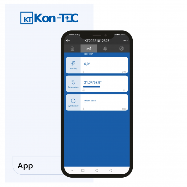 Aplikacja Akumulator LiFePO4 12V (12,8V) 50Ah Kon-TEC Maty grzewcze komunikacja bezprzewodowa 12000 cykli