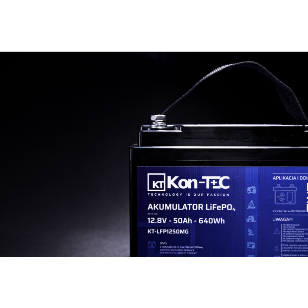Akumulator LiFePO4 12V (12,8V) 50Ah Kon-TEC Maty grzewcze komunikacja bezprzewodowa 12000 cykli