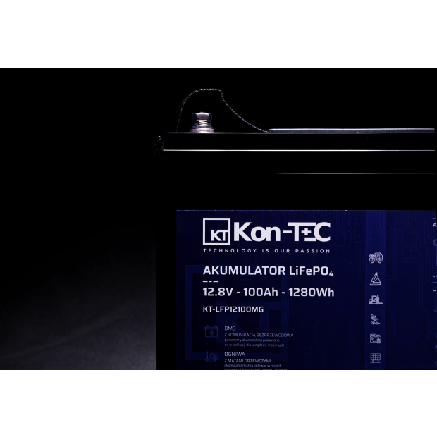 Akumulator LiFePO4 12V (12,8V) 100Ah Kon-TEC Maty grzewcze komunikacja bezprzewodowa 12000 cykli
