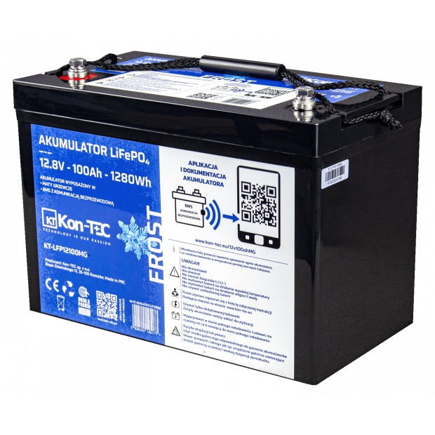 Battery LiFePO4 12V (12,8V) 100Ah Kon-TEC wireless communication & heating pads