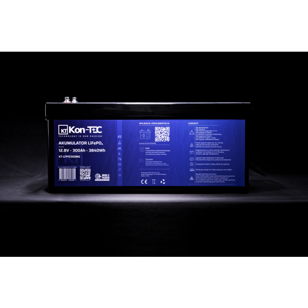 Akumulator LiFePO4 12V (12,8V) 300Ah Kon-TEC Maty grzewcze komunikacja bezprzewodowa 12000 cykli