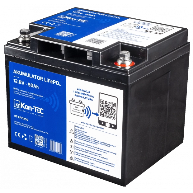 Akumulator LiFePO4 12V (12,8V) 50Ah Kon-TEC z komunikacją bezprzewodową