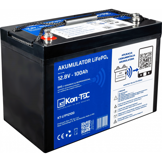 Akumulator LiFePO4 12V (12,8V) 100Ah Kon-TEC KT-LFP12100