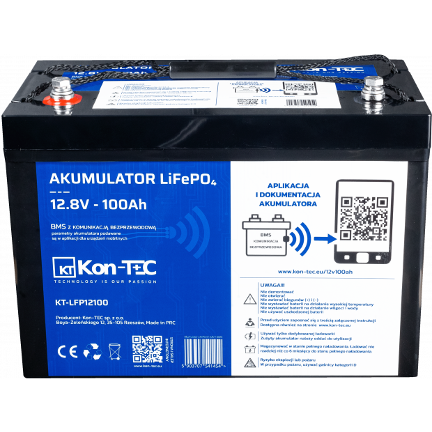 Akumulator do łodzi 12V 100Ah Kon-TEC KT-LFP12100