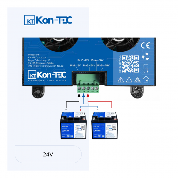 Połączenie szeregowe akumulatorów 24V - Balanser czterokanałowy KT-04 24V Kon-TEC LiFePO4