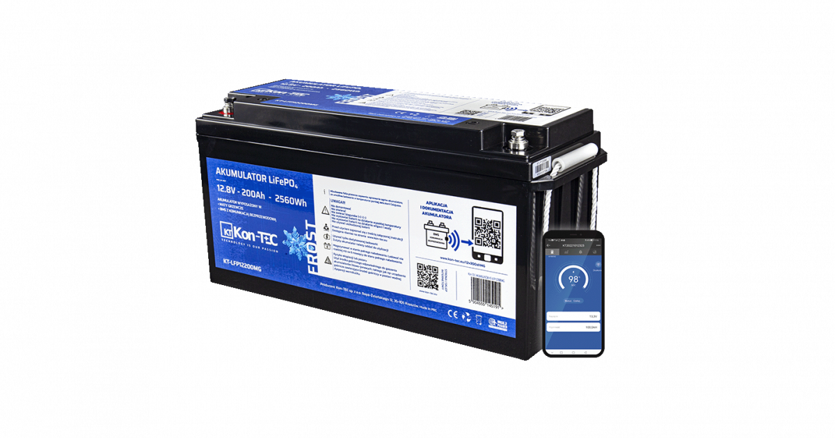 Battery LiFePO4 12V (12,8V) 200Ah KonTEC Heating pads KonTec